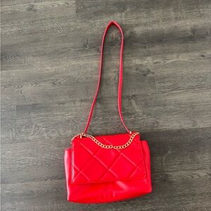 Red Quilted Chain Shoulder Bag